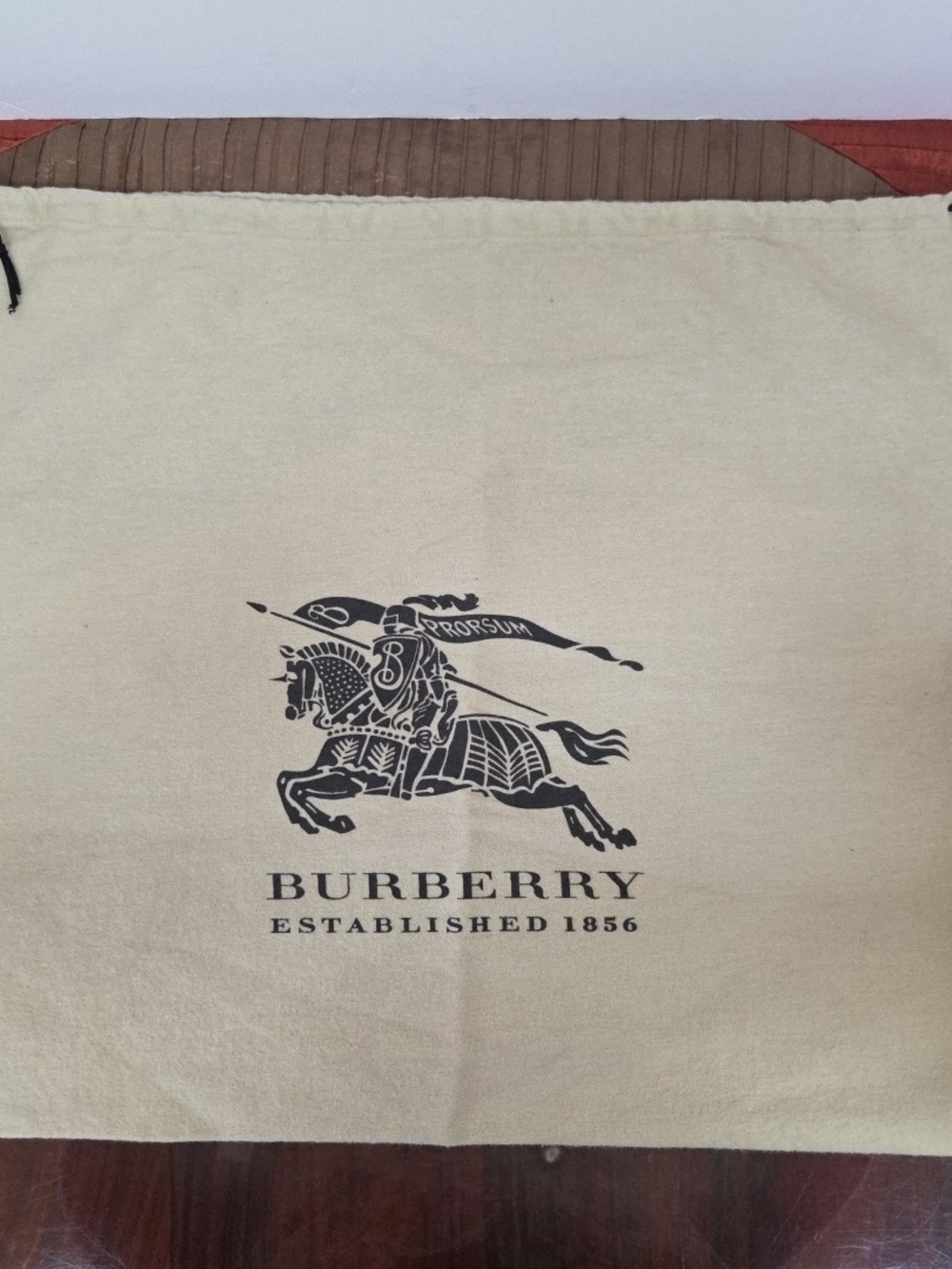 Burberry Cream Dust Bag with Black Equestrian Logo